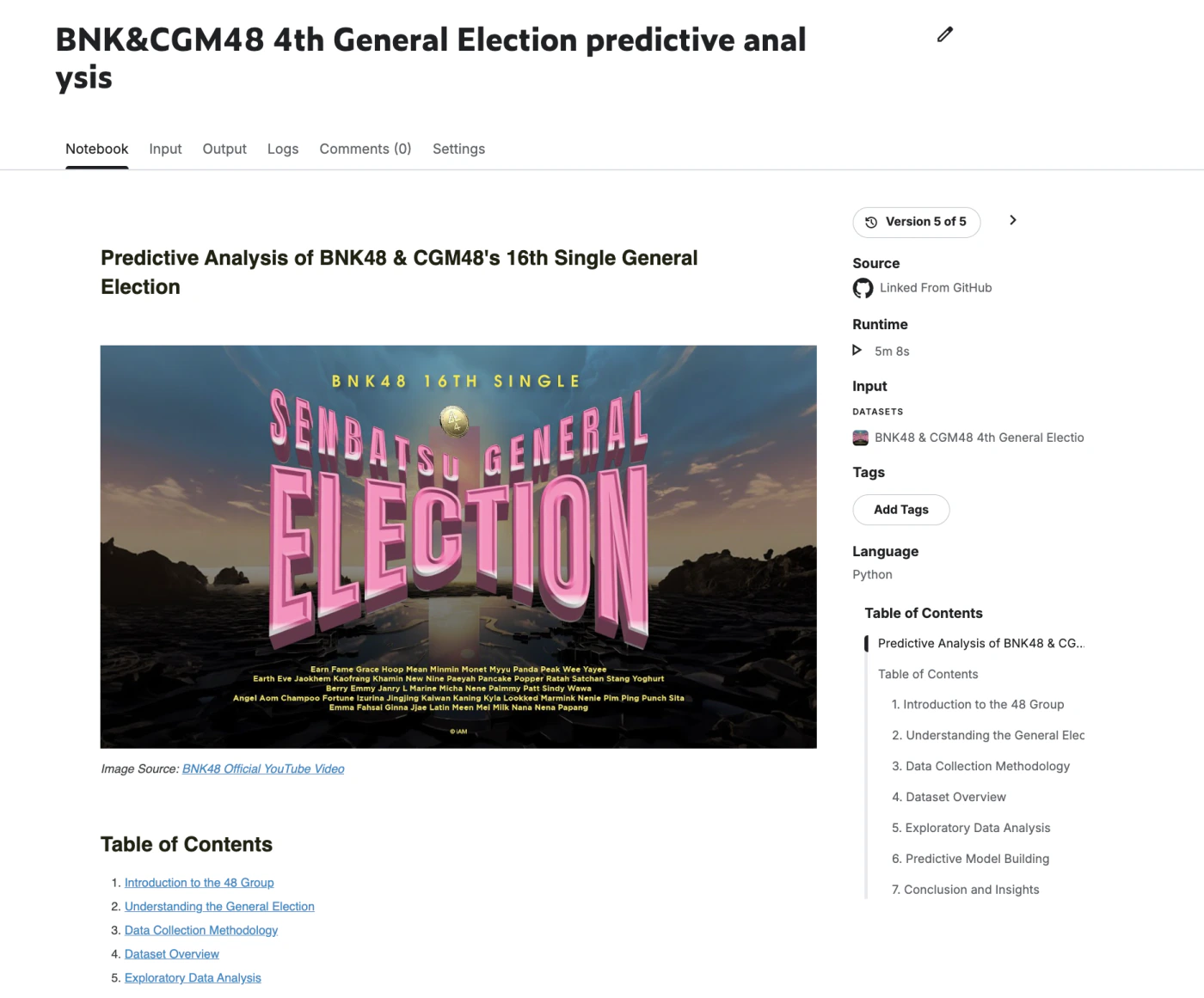 BNK and CGM48 election predictive analysis notebook preview